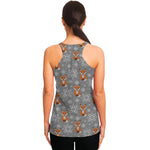 Snowy Fox Knitted Pattern Print Women's Racerback Tank Top