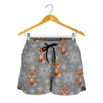 Snowy Fox Knitted Pattern Print Women's Shorts