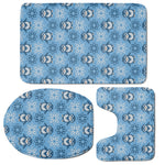 Snowy Penguin Knitted Pattern Print 3 Piece Bath Mat Set