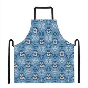 Snowy Penguin Knitted Pattern Print Apron