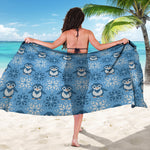Snowy Penguin Knitted Pattern Print Beach Sarong Wrap