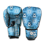Snowy Penguin Knitted Pattern Print Boxing Gloves