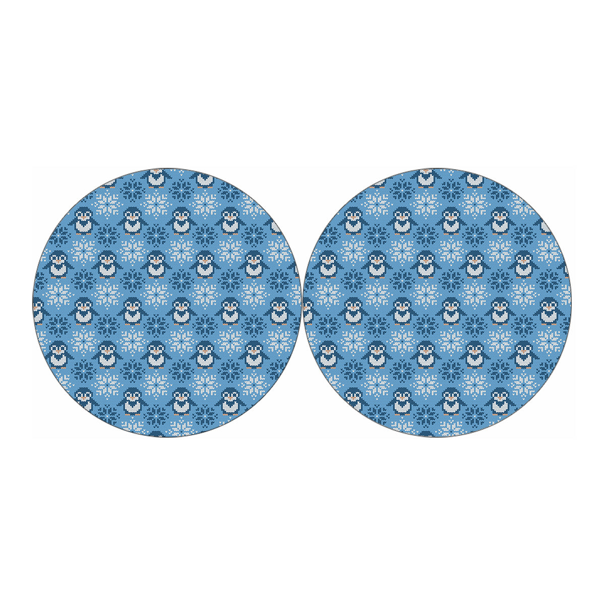 Snowy Penguin Knitted Pattern Print Car Coasters