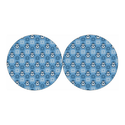 Snowy Penguin Knitted Pattern Print Car Coasters
