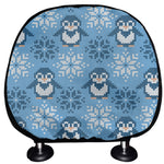 Snowy Penguin Knitted Pattern Print Car Headrest Covers