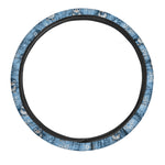 Snowy Penguin Knitted Pattern Print Car Steering Wheel Cover