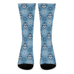Snowy Penguin Knitted Pattern Print Crew Socks