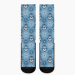 Snowy Penguin Knitted Pattern Print Crew Socks