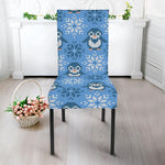 Snowy Penguin Knitted Pattern Print Dining Chair Slipcover