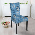 Snowy Penguin Knitted Pattern Print Dining Chair Slipcover