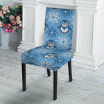 Snowy Penguin Knitted Pattern Print Dining Chair Slipcover