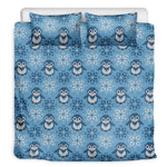 Snowy Penguin Knitted Pattern Print Duvet Cover Bedding Set