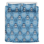Snowy Penguin Knitted Pattern Print Duvet Cover Bedding Set