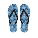 Snowy Penguin Knitted Pattern Print Flip Flops