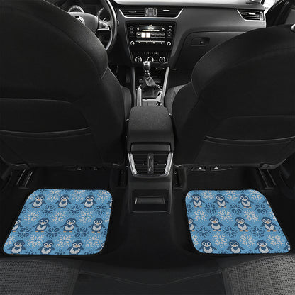 Snowy Penguin Knitted Pattern Print Front and Back Car Floor Mats
