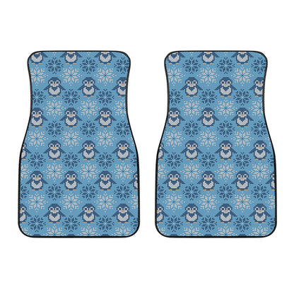 Snowy Penguin Knitted Pattern Print Front Car Floor Mats