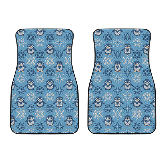 Snowy Penguin Knitted Pattern Print Front Car Floor Mats