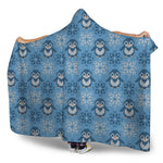 Snowy Penguin Knitted Pattern Print Hooded Blanket