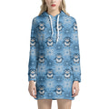 Snowy Penguin Knitted Pattern Print Pullover Hoodie Dress