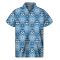 Snowy Penguin Knitted Pattern Print Men's Short Sleeve Shirt