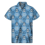 Snowy Penguin Knitted Pattern Print Men's Short Sleeve Shirt