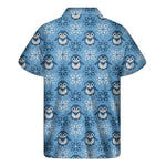 Snowy Penguin Knitted Pattern Print Men's Short Sleeve Shirt