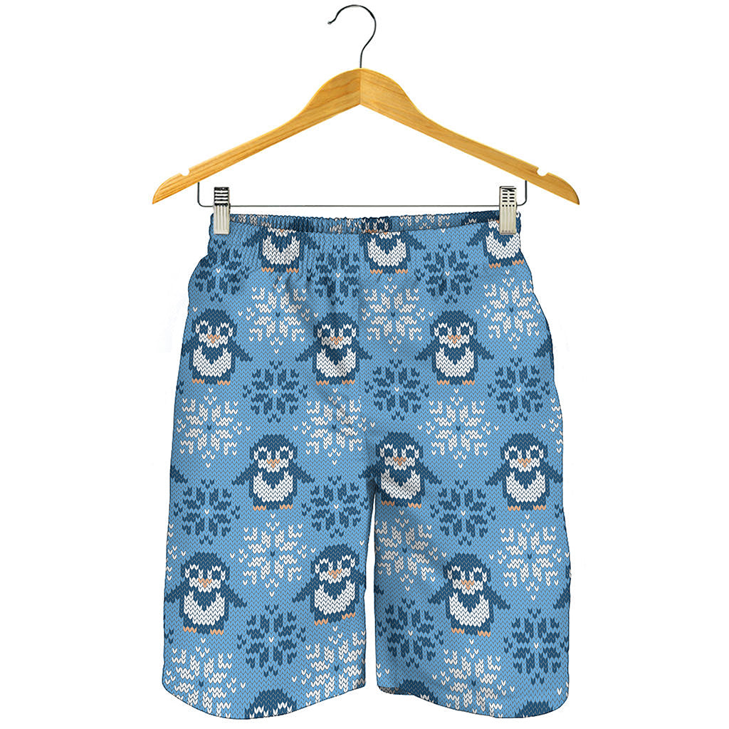 Snowy Penguin Knitted Pattern Print Men's Shorts