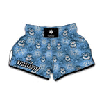 Snowy Penguin Knitted Pattern Print Muay Thai Boxing Shorts