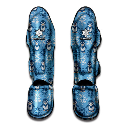 Snowy Penguin Knitted Pattern Print Muay Thai Shin Guard