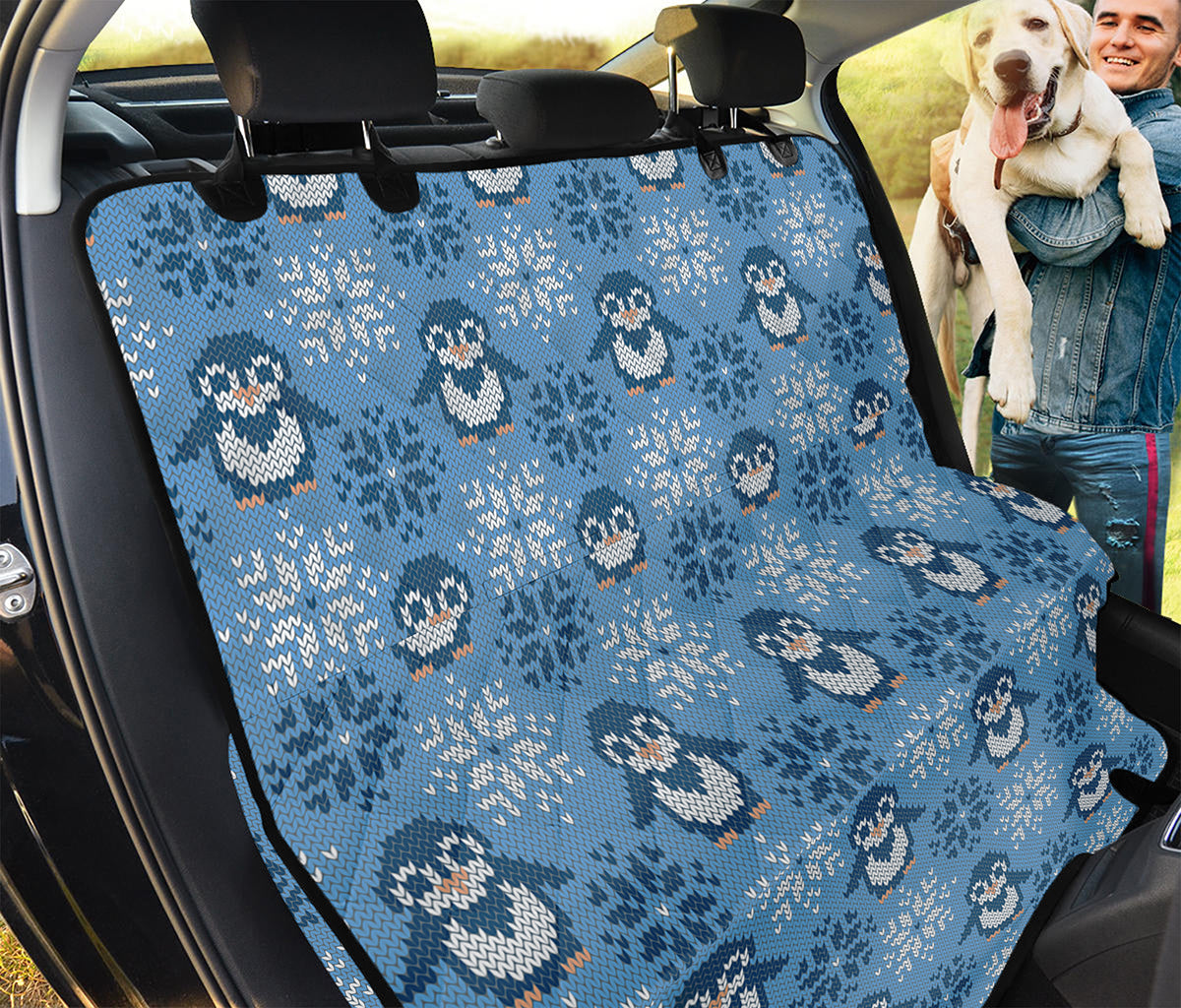 Snowy Penguin Knitted Pattern Print Pet Car Back Seat Cover