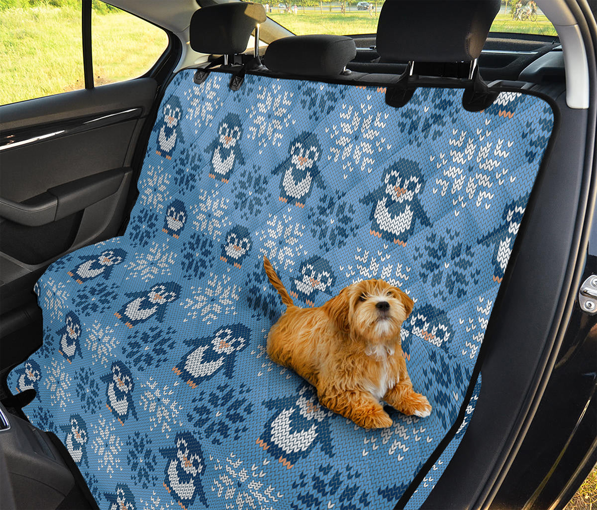 Snowy Penguin Knitted Pattern Print Pet Car Back Seat Cover