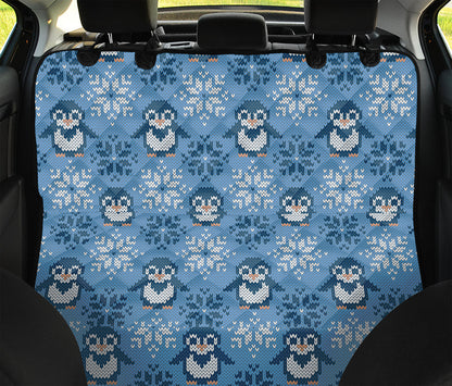 Snowy Penguin Knitted Pattern Print Pet Car Back Seat Cover