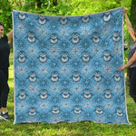 Snowy Penguin Knitted Pattern Print Quilt
