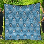 Snowy Penguin Knitted Pattern Print Quilt