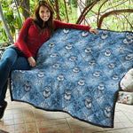 Snowy Penguin Knitted Pattern Print Quilt