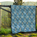 Snowy Penguin Knitted Pattern Print Quilt