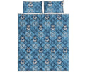 Snowy Penguin Knitted Pattern Print Quilt Bed Set