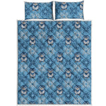 Snowy Penguin Knitted Pattern Print Quilt Bed Set