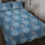 Snowy Penguin Knitted Pattern Print Quilt Bed Set