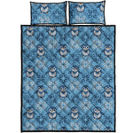 Snowy Penguin Knitted Pattern Print Quilt Bed Set