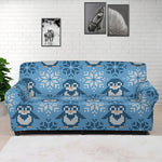 Snowy Penguin Knitted Pattern Print Sofa Cover