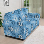 Snowy Penguin Knitted Pattern Print Sofa Cover