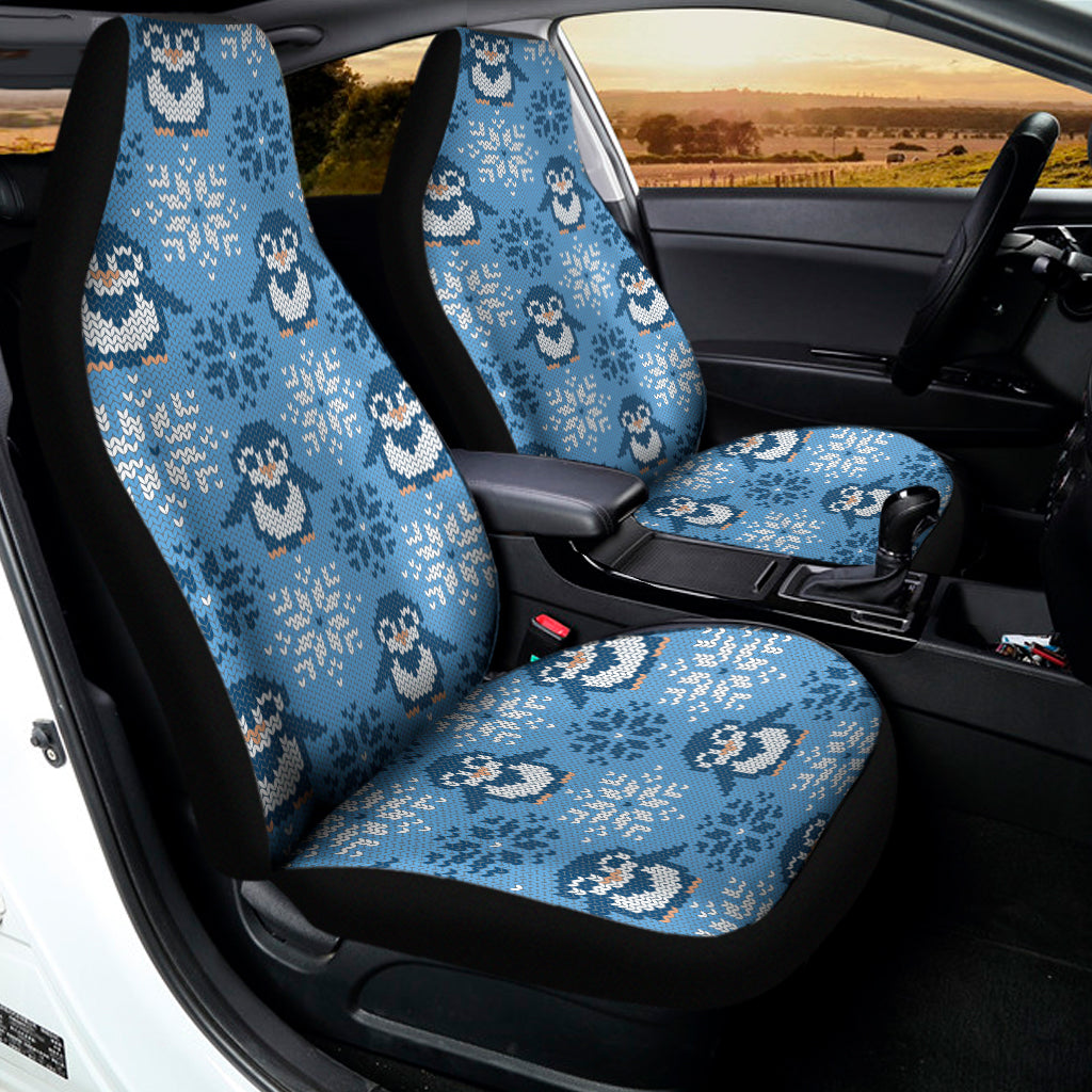 Snowy Penguin Knitted Pattern Print Universal Fit Car Seat Covers
