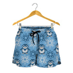 Snowy Penguin Knitted Pattern Print Women's Shorts