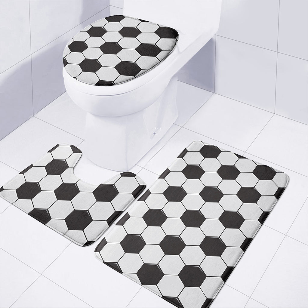 Soccer Ball Print 3 Piece Bath Mat Set
