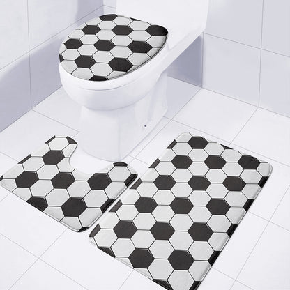 Soccer Ball Print 3 Piece Bath Mat Set