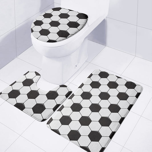 Soccer Ball Print 3 Piece Bath Mat Set