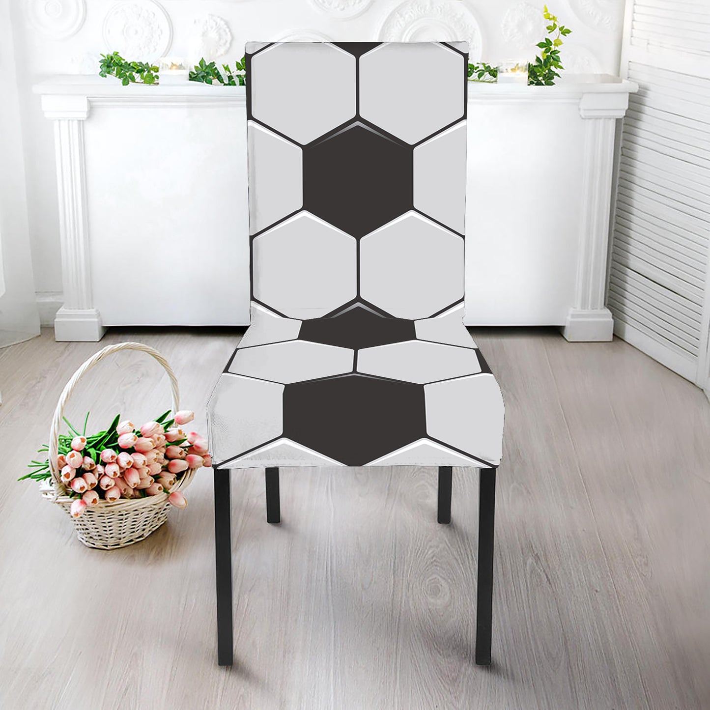 Soccer Ball Print Dining Chair Slipcover