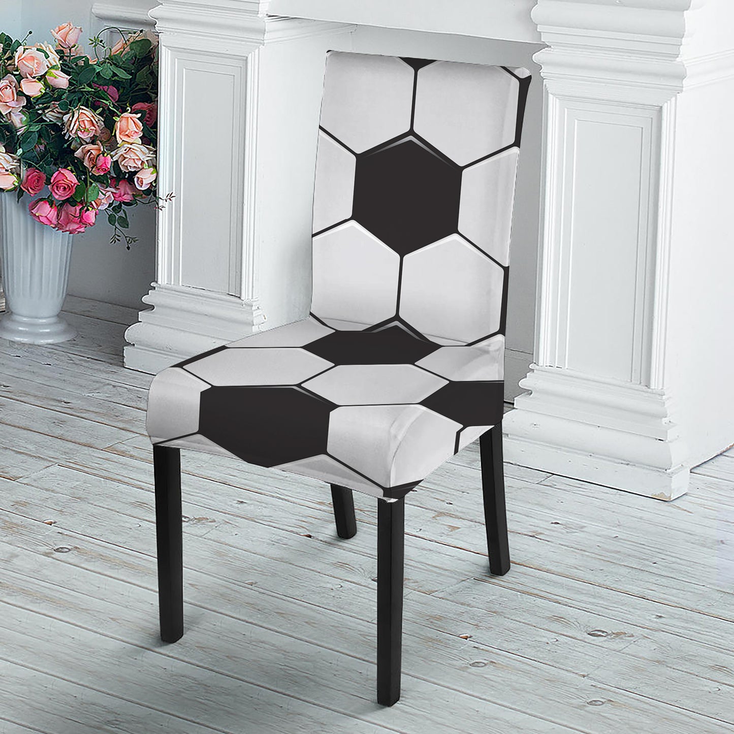 Soccer Ball Print Dining Chair Slipcover