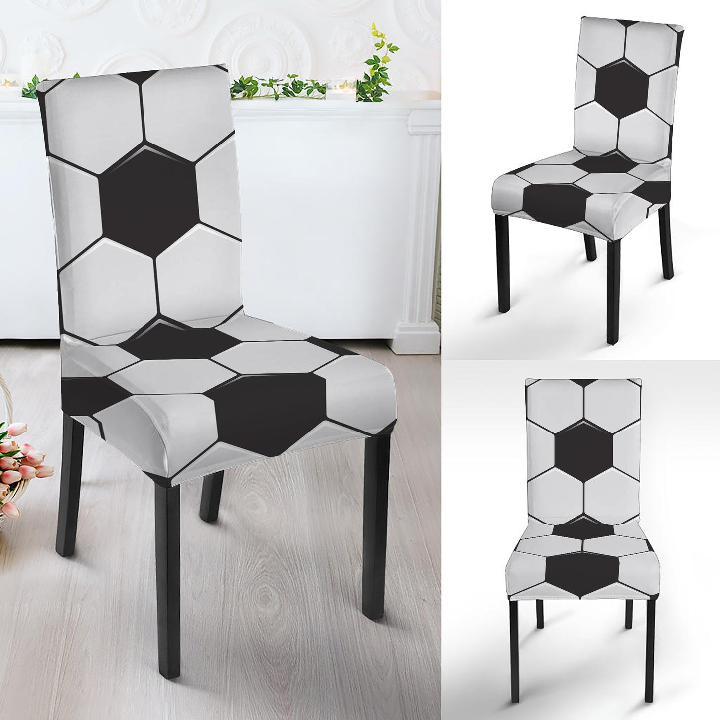 Soccer Ball Print Dining Chair Slipcover